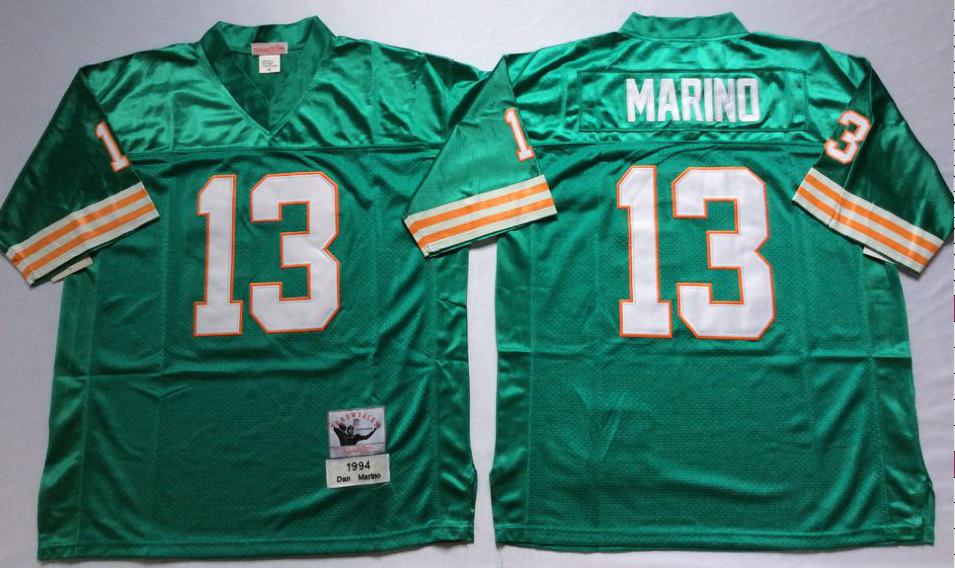 Men NFL Miami Dolphins 13 Marino green Mitchell Ness jerseys